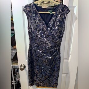 Ralph Lauren Navy and Silver Sequin Dress